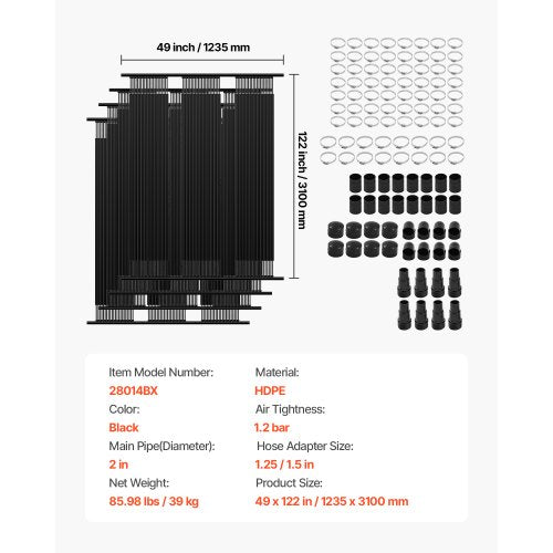 Solar-Poolheizung, 4 x 10 Fuß, oberirdisches Pool-Heizsystem (4 Paneele) | EU