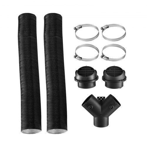 Diesel Heater Pipe Duct Vent Kit, 3-inch Heater Pipe Warm Air Outlet Vent Set with Y-Shaped Connector & Air Duct Clamps, Parking Heaters Air Ducts Vent Kit for 2KW 5KW 8KW Diesel Heaters, Black