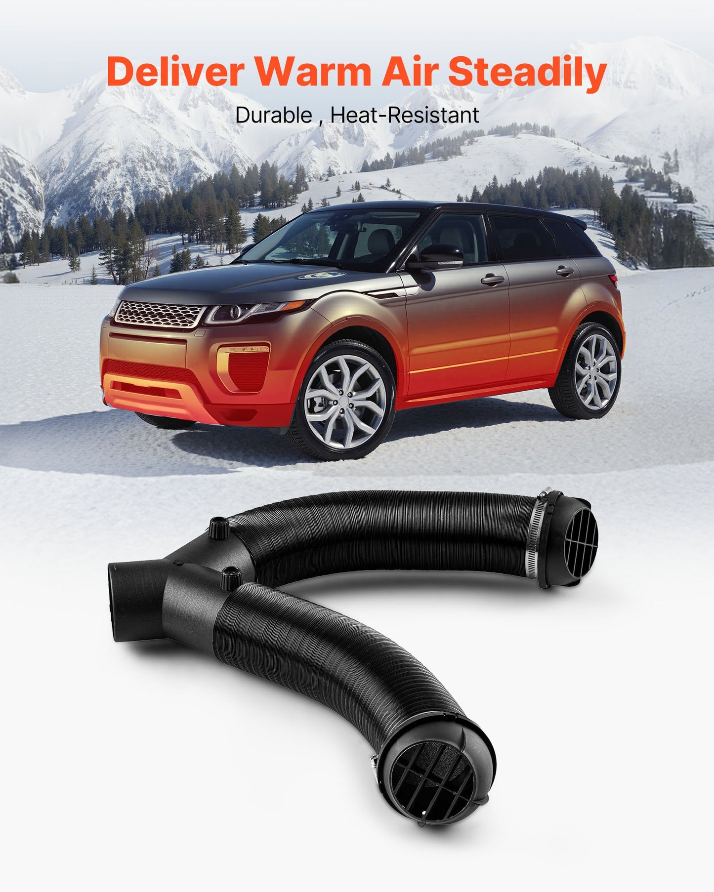 Diesel Heater Pipe Duct Vent Kit, 3-inch Heater Pipe Warm Air Outlet Vent Set with Y-Shaped Connector & Air Duct Clamps, Parking Heaters Air Ducts Vent Kit for 2KW 5KW 8KW Diesel Heaters, Black