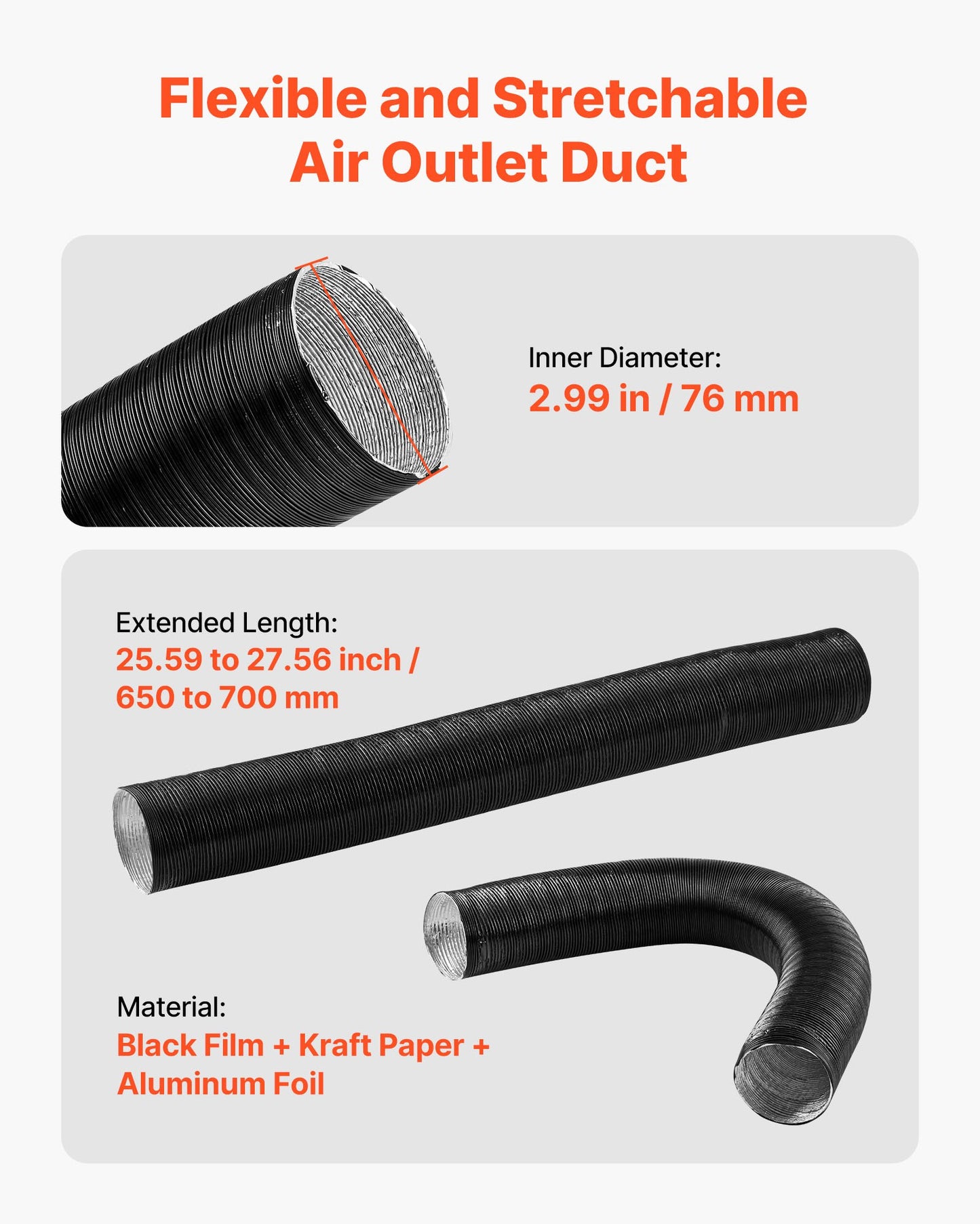 Diesel Heater Pipe Duct Vent Kit, 3-inch Heater Pipe Warm Air Outlet Vent Set with Y-Shaped Connector & Air Duct Clamps, Parking Heaters Air Ducts Vent Kit for 2KW 5KW 8KW Diesel Heaters, Black
