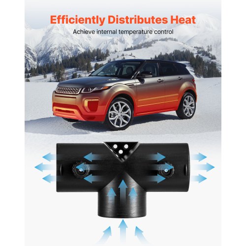 Dieselvärmarkontakt, 59 mm tillbehör till dieselvärmarkanalkontakt, T-formade 3-vägs luftventilskontakter med 2 90° roterbara ventiler, svarta skarvkopplingar för 2KW dieselvärmare |  EU