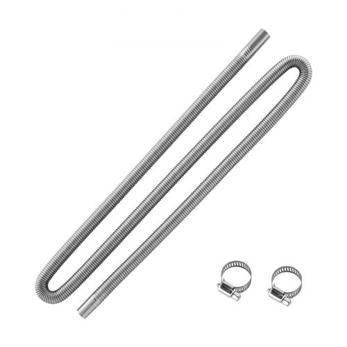 Exhaust Hose, 77.95 inch Stainless Steel Exhausts Hose, Diesel Heater Flexible Exhaust Pipe with 2 Hose Clamps, Exhausts Hoses Kit Diesel Heater Accessories for 2KW 5KW 8KW Diesels Heaters