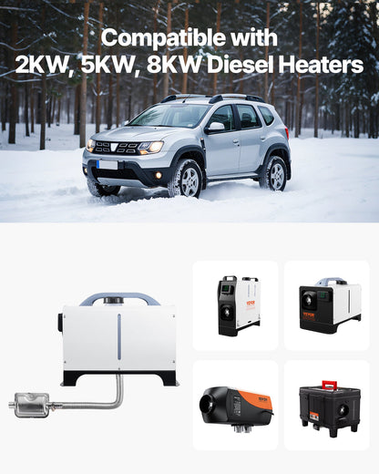 Exhaust Hose, 77.95 inch Stainless Steel Exhausts Hose, Diesel Heater Flexible Exhaust Pipe with 2 Hose Clamps, Exhausts Hoses Kit Diesel Heater Accessories for 2KW 5KW 8KW Diesels Heaters