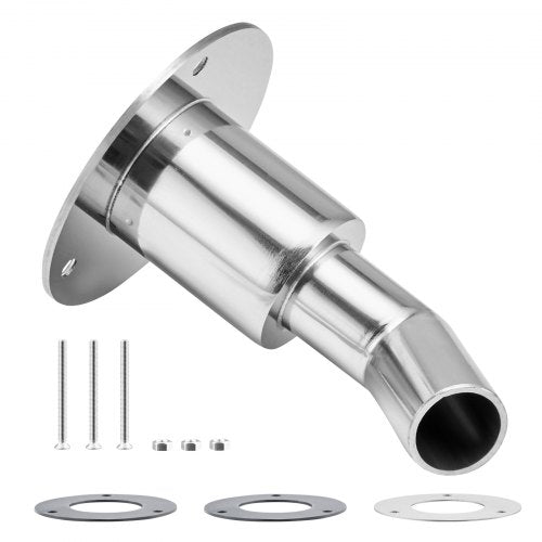 Thru Hull Exhaust Skin Fitting, 0.94 inch Diesel Heater Exhaust Skin Fitting, Elbow Hull Exhausts Pipe Socket Replacement with Screws, Nuts & Gasket for Diesel Heaters, 316 Stainless Steel