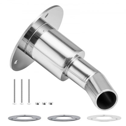 Thru Hull Exhaust Skin Fitting, 0.94 inch Diesel Heater Exhaust Skin Fitting, Elbow Hull Exhausts Pipe Socket Replacement with Screws, Nuts & Gasket for Diesel Heaters, 316 Stainless Steel