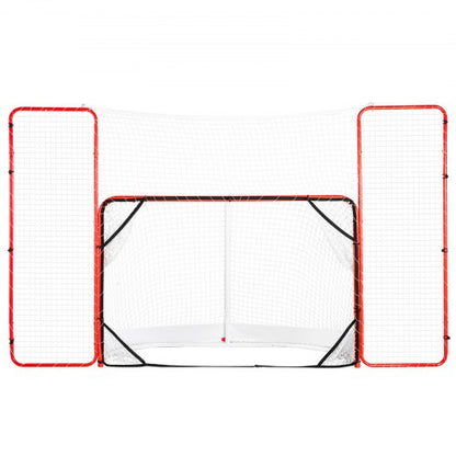 Hockey Goal with Backstop and Targets, Street Steel Hockey Net, 72" Pro Hockey Training Goal Set, Portable Indoor Outdoor Hockey Goal with Net, Easy Assemble, White/Red