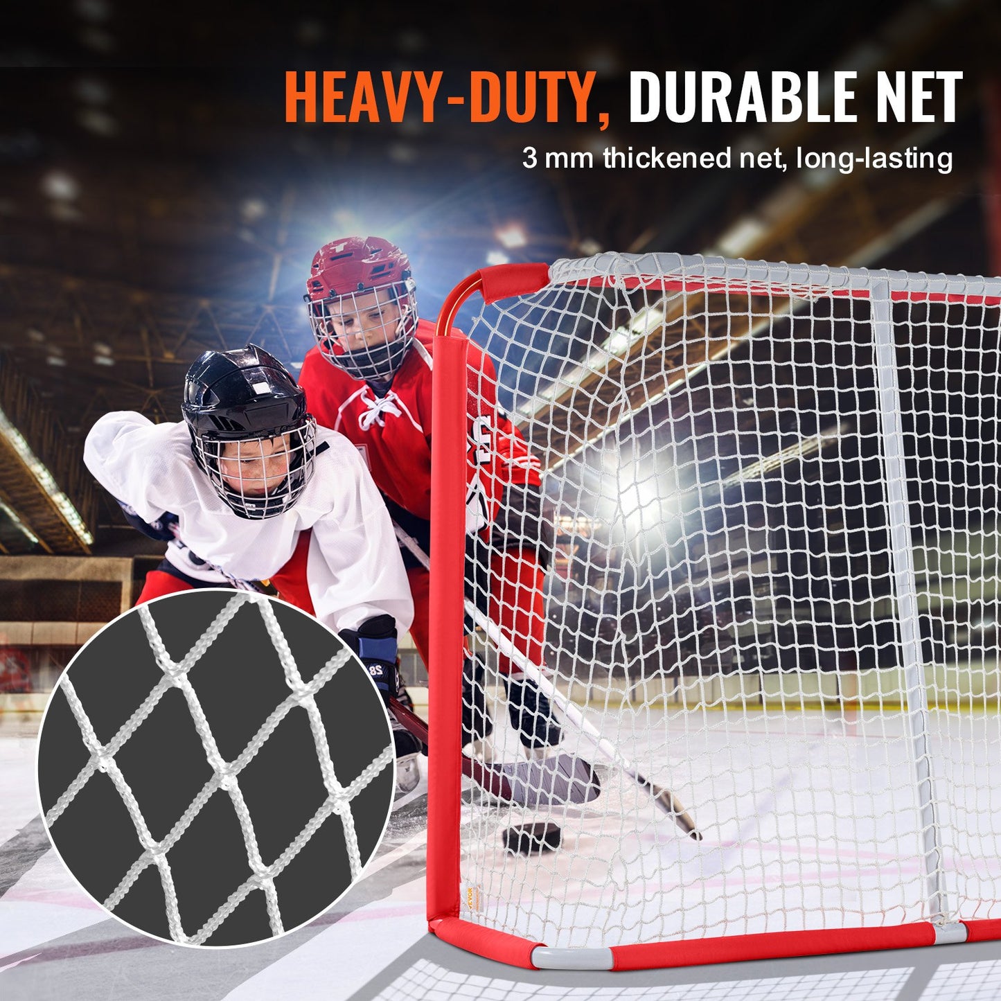 Jugend-Streethockey-Netz, Indoor- und Outdoor-Stahl-Hockey-Tor für Kinder, 137,2 x 111,8 cm