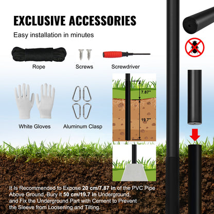 25FT Abnehmbarer Fahnenmast-Kit Hochleistungs-Aluminium-Fahnenmast Schwarz