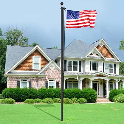 20FT Detachable Flagpole Kit Heavy Duty Aluminum Flag Pole American Black