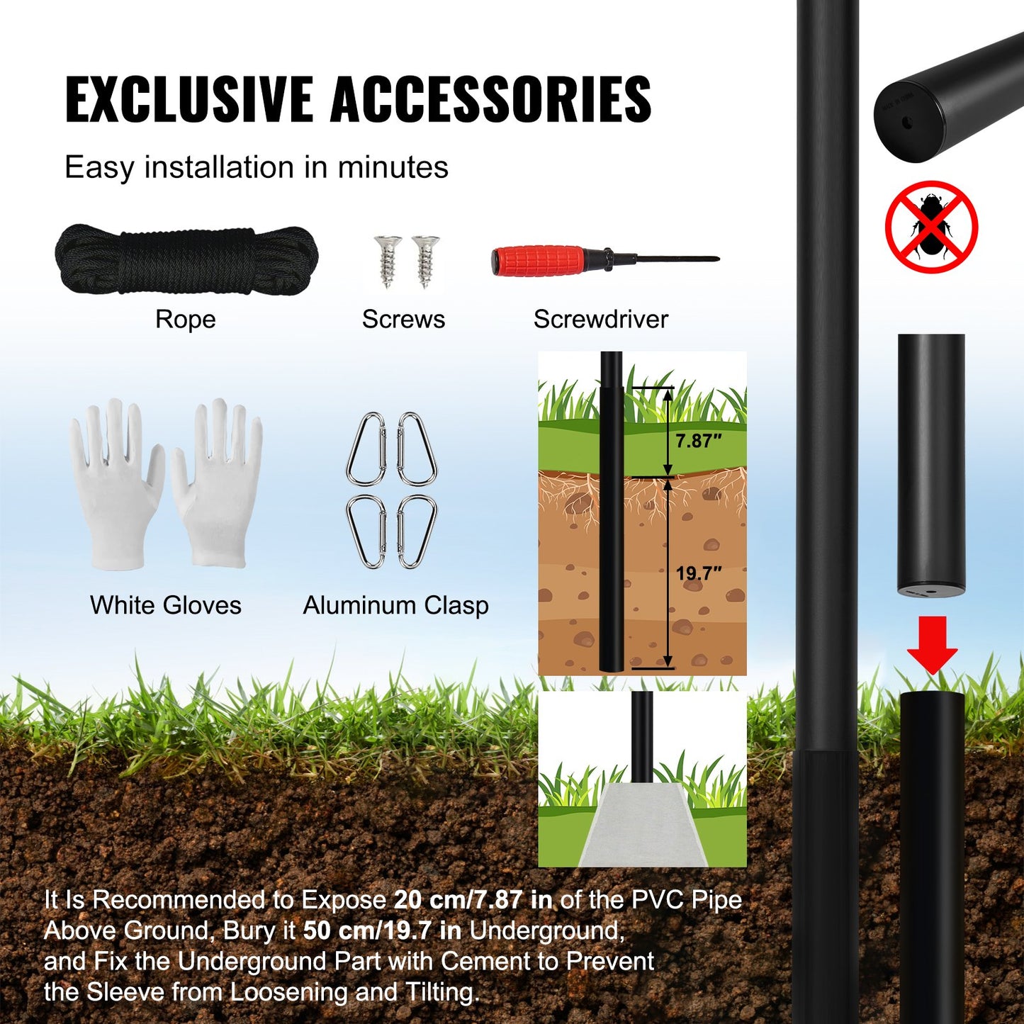 30FT Sectional Flag pole Kit, Heavy Duty Aluminum Alloy in Ground Flag poles for Outside, 3 Display Modes Flagpole with 3x5 American Flag, Professional Accessories, Black