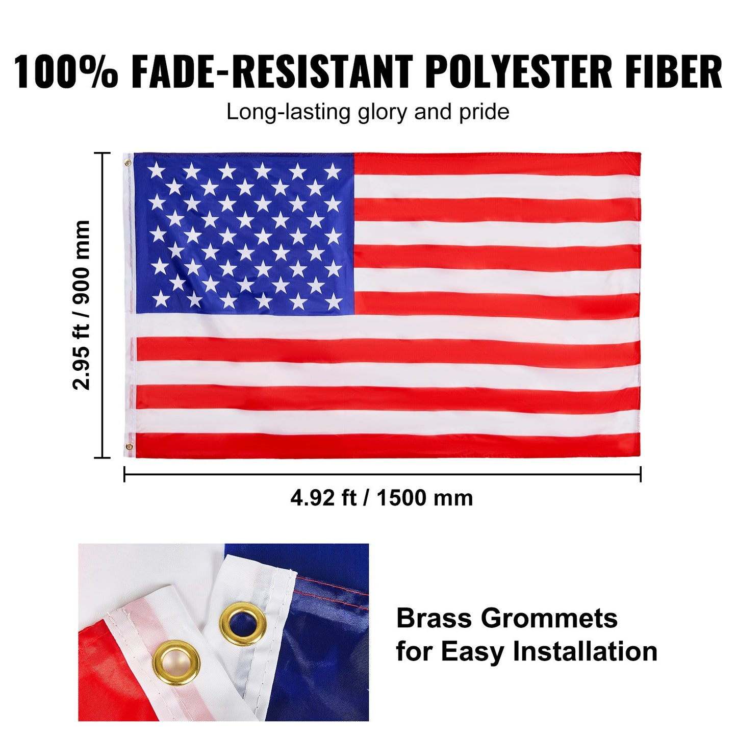 25FT Detachable Flagpole Kit Heavy Duty Aluminum Flag Pole American Silver