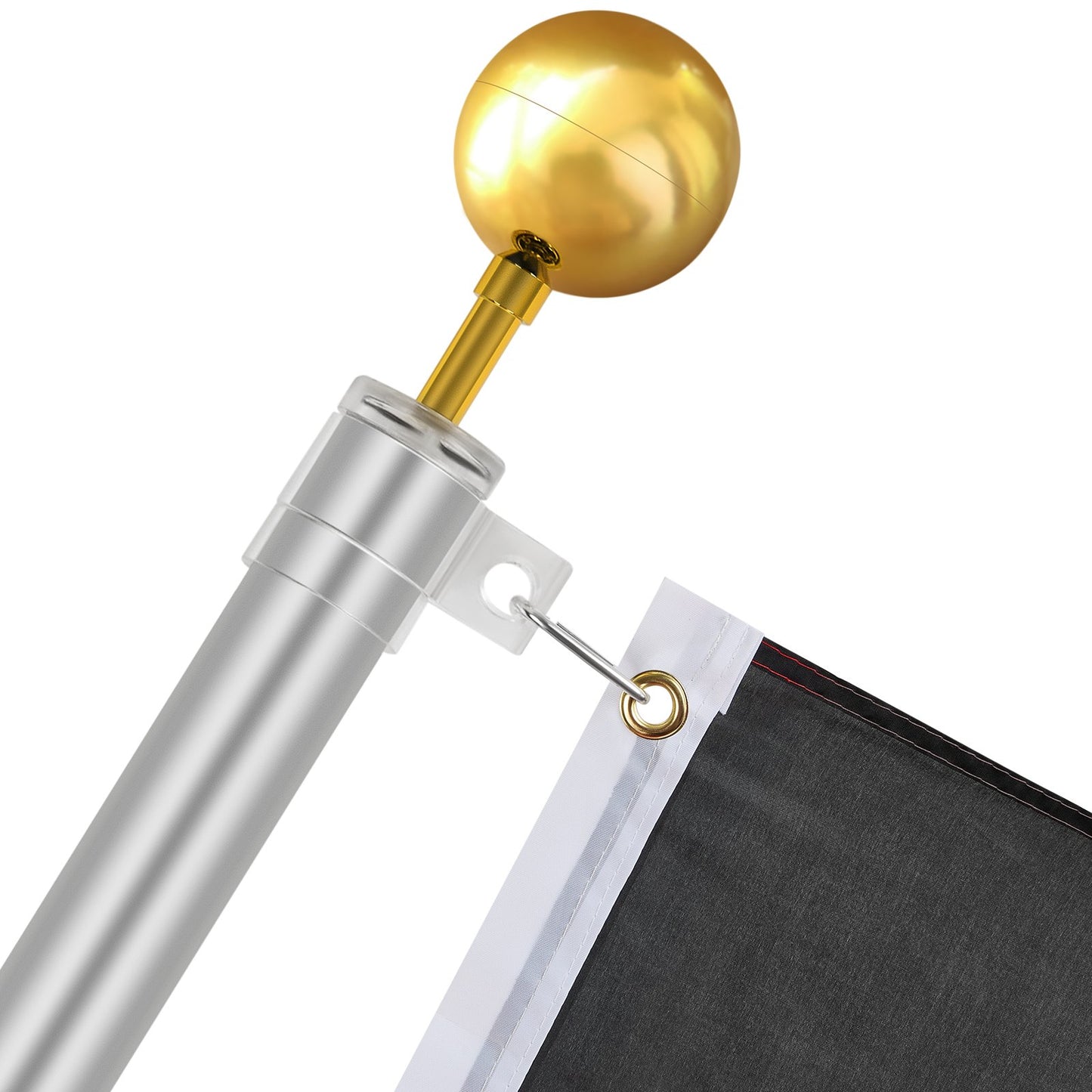 25FT Teleskop Fahnenmast Kit Heavy Duty Aluminium Fahnenmast Deutsch Silber