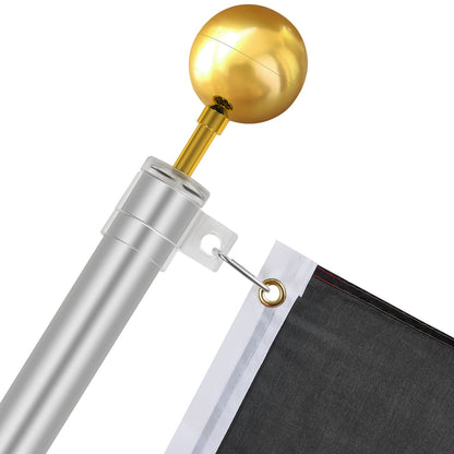 25FT Teleskop Fahnenmast Kit Heavy Duty Aluminium Fahnenmast Deutsch Silber