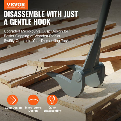 Pall Buster, 50-tums handtag, 2000 lbs Viktkapacitet, Q235 kolstål, Heavy Duty Deck Wrecker Demolering Träpall Verktygsbrytare Pry Bar Avdragare för effektiv och enkel borttagning av brädor