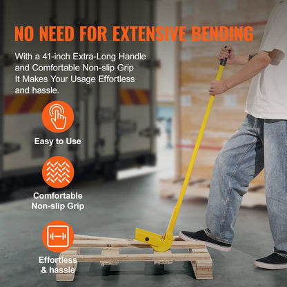 Pallet Buster, 41-tums handtag, 2000 lbs Viktkapacitet, Q235 Kolstål, Heavy Duty Deck Wrecker Demolition Träpall Tool Breaker Pry Bar Avdragare för effektiv och enkel borttagning av brädor