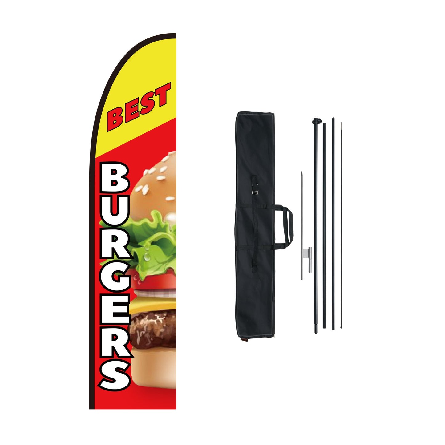 Burger Restaurant Werbung Feder Flagge Kit Swooper Flagge Pole 16,3 FT