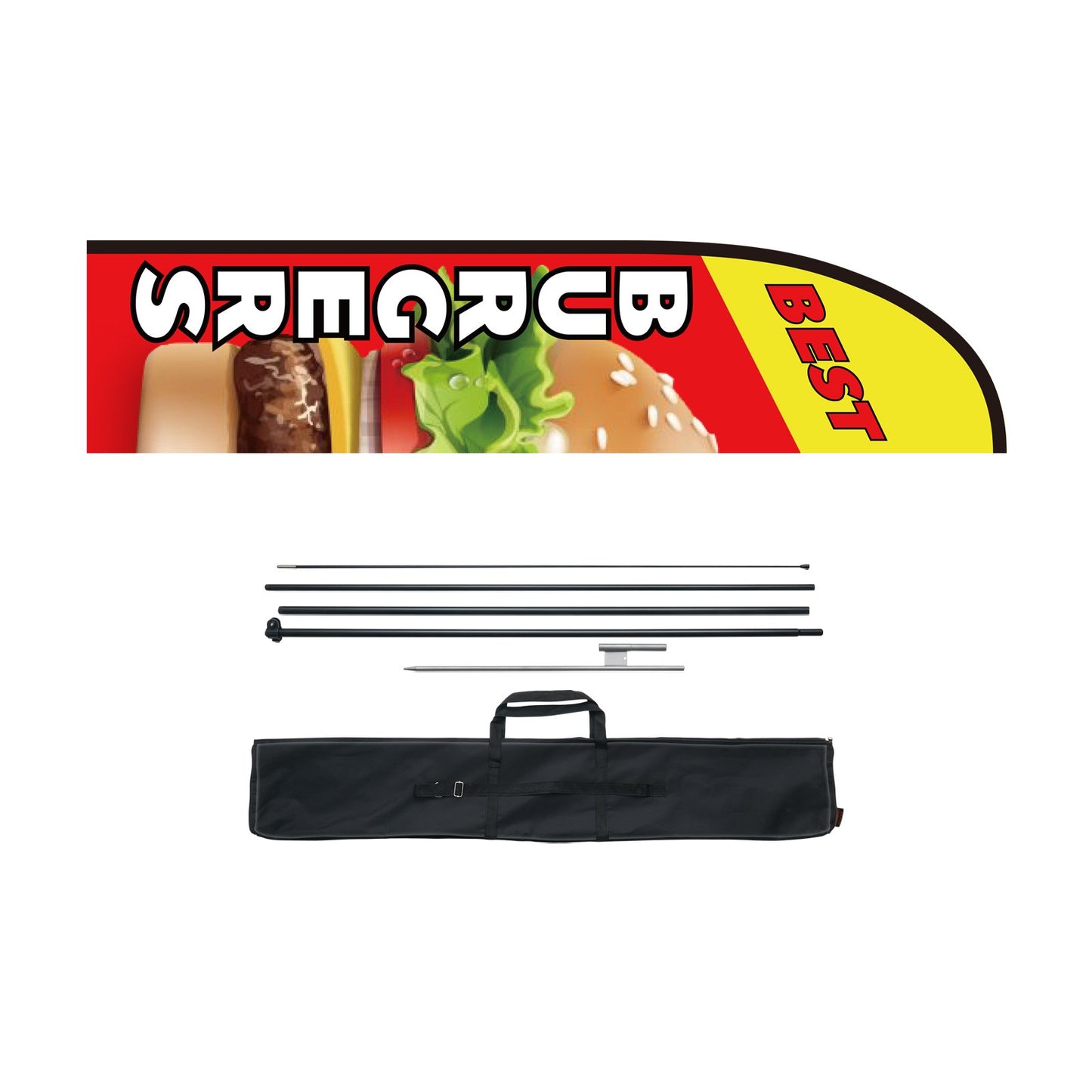 Burger Restaurant Werbung Feder Flagge Kit Swooper Flagge Pole 16,3 FT