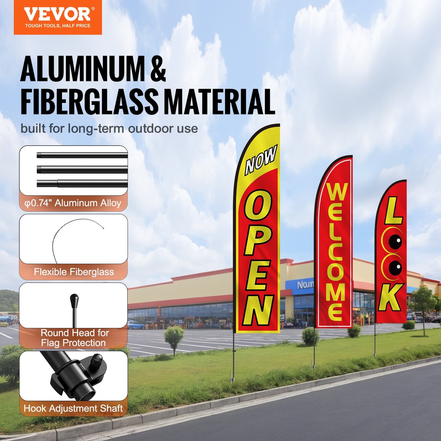 Offene Flaggen für Geschäftswerbung Federflaggen-Kit Offener Blick Willkommen