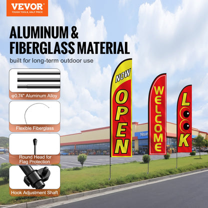 Offene Flaggen für Geschäftswerbung Federflaggen-Kit Offener Blick Willkommen