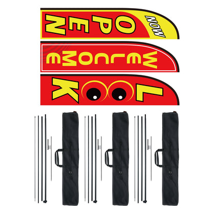 Offene Flaggen für Geschäftswerbung Federflaggen-Kit Offener Blick Willkommen