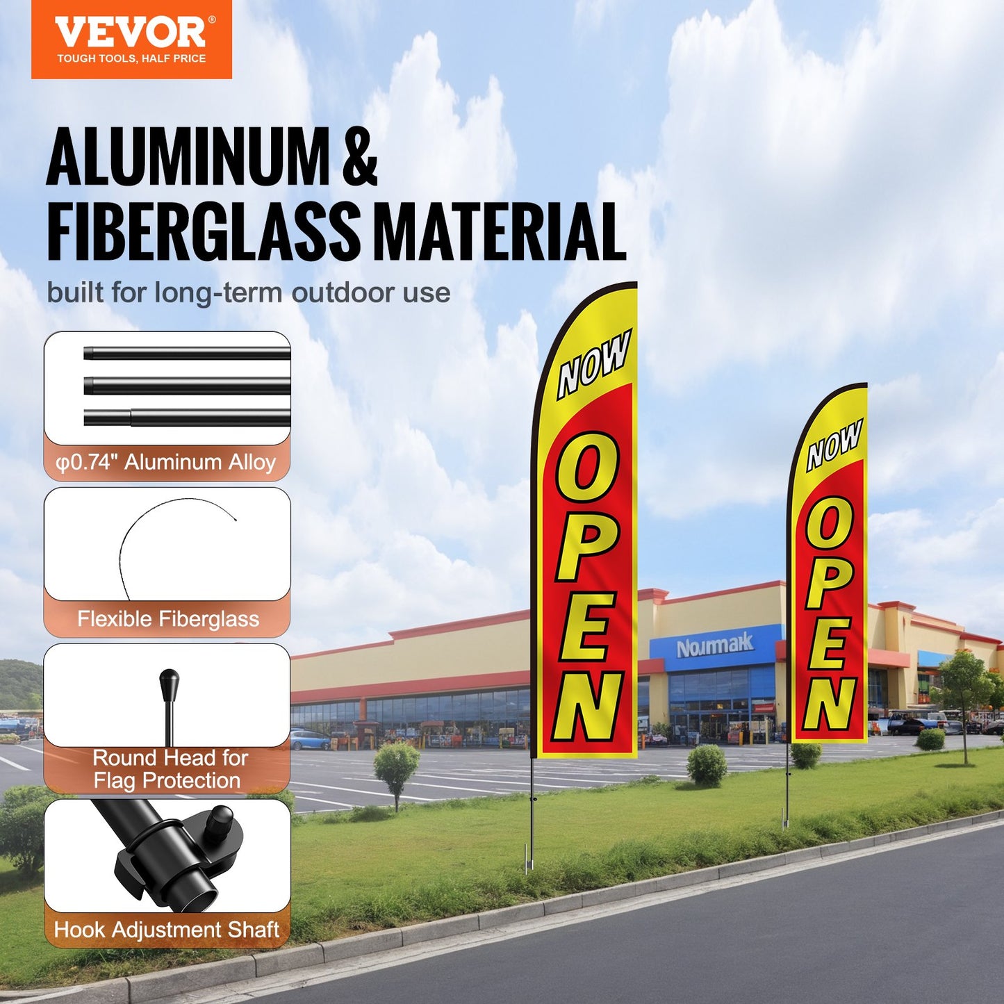 Open Flags for Business Werbefahnen und Masten für den Außenbereich 16,3 FT