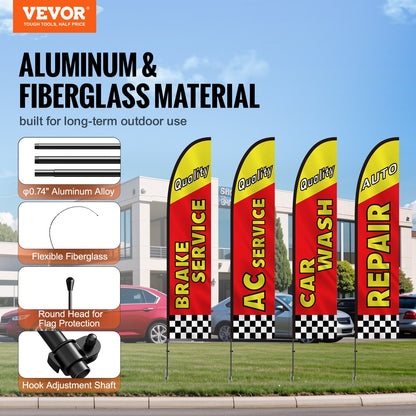 Auto Repair Advertising Feather Flag Kit Swooper Flags and Poles 16.3 FT