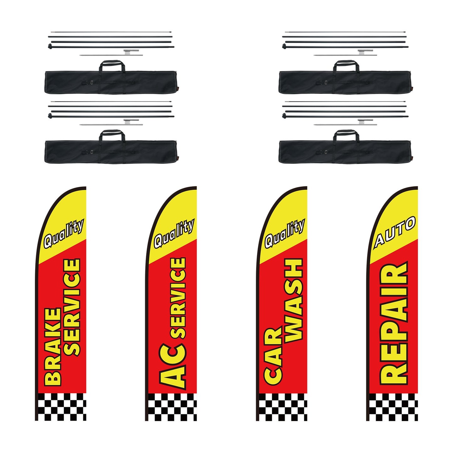 Auto Repair Advertising Feather Flag Kit Swooper Flags and Poles 16.3 FT