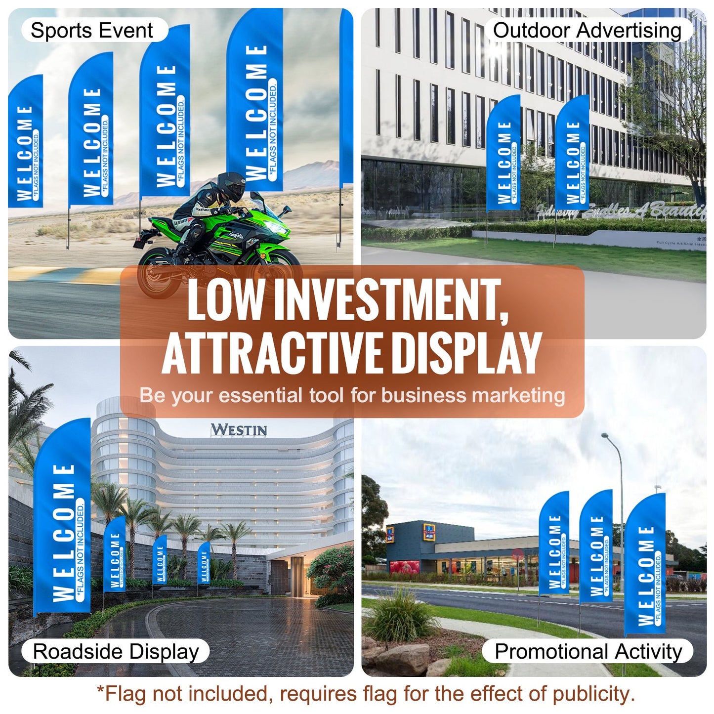 Feather Flag Pole Kit 2-pack Swooper flag pole 12.7 feet with ground stakes