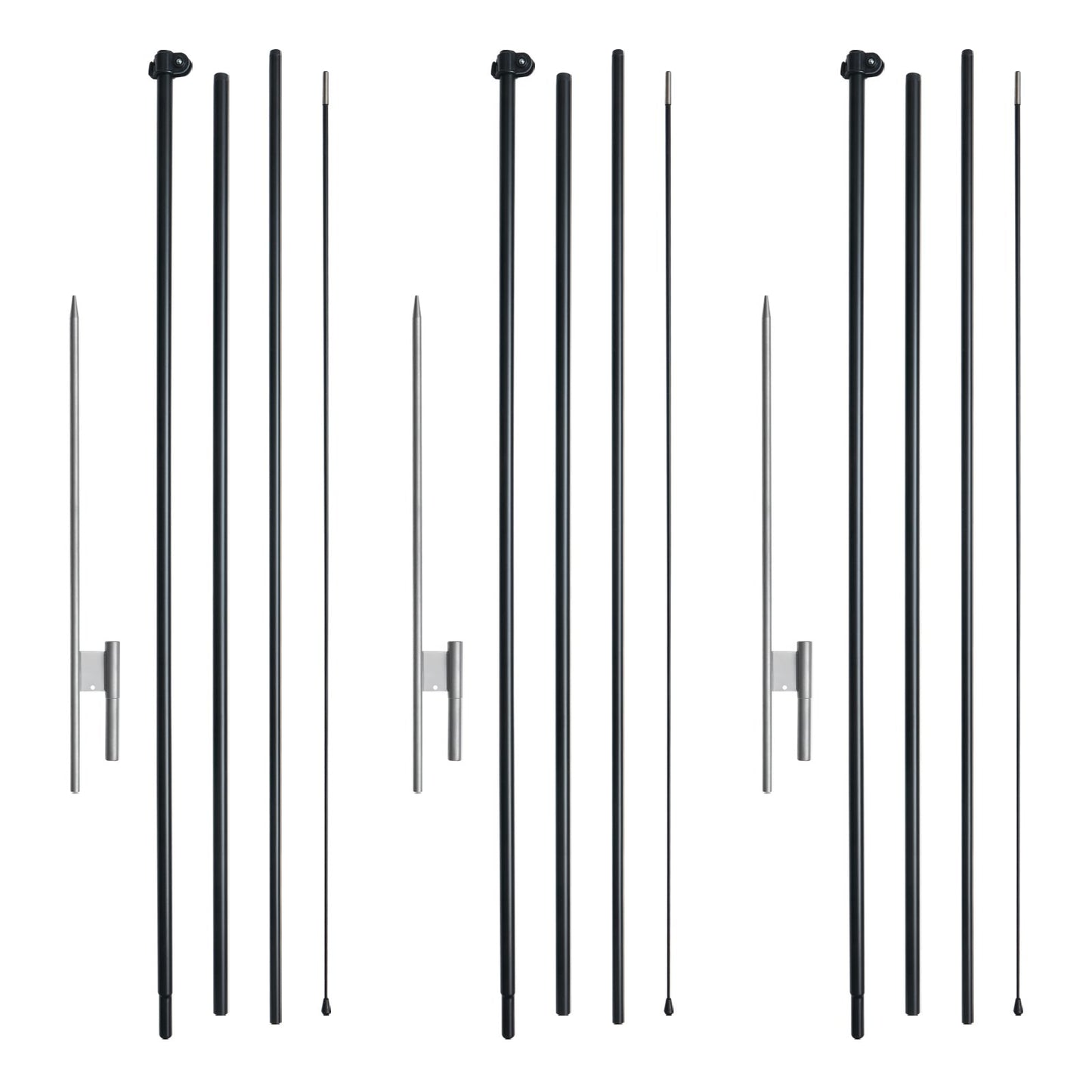 Feather Flag Pole Kit 3-pack Swooper flag pole 16.3 feet with ground stakes