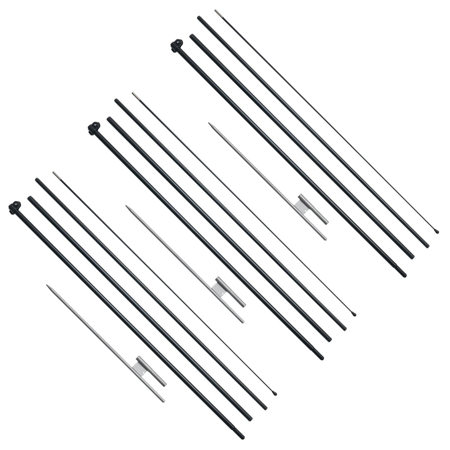 Feather Flag Pole Kit 3-pack Swooper flag pole 16.3 feet with ground stakes