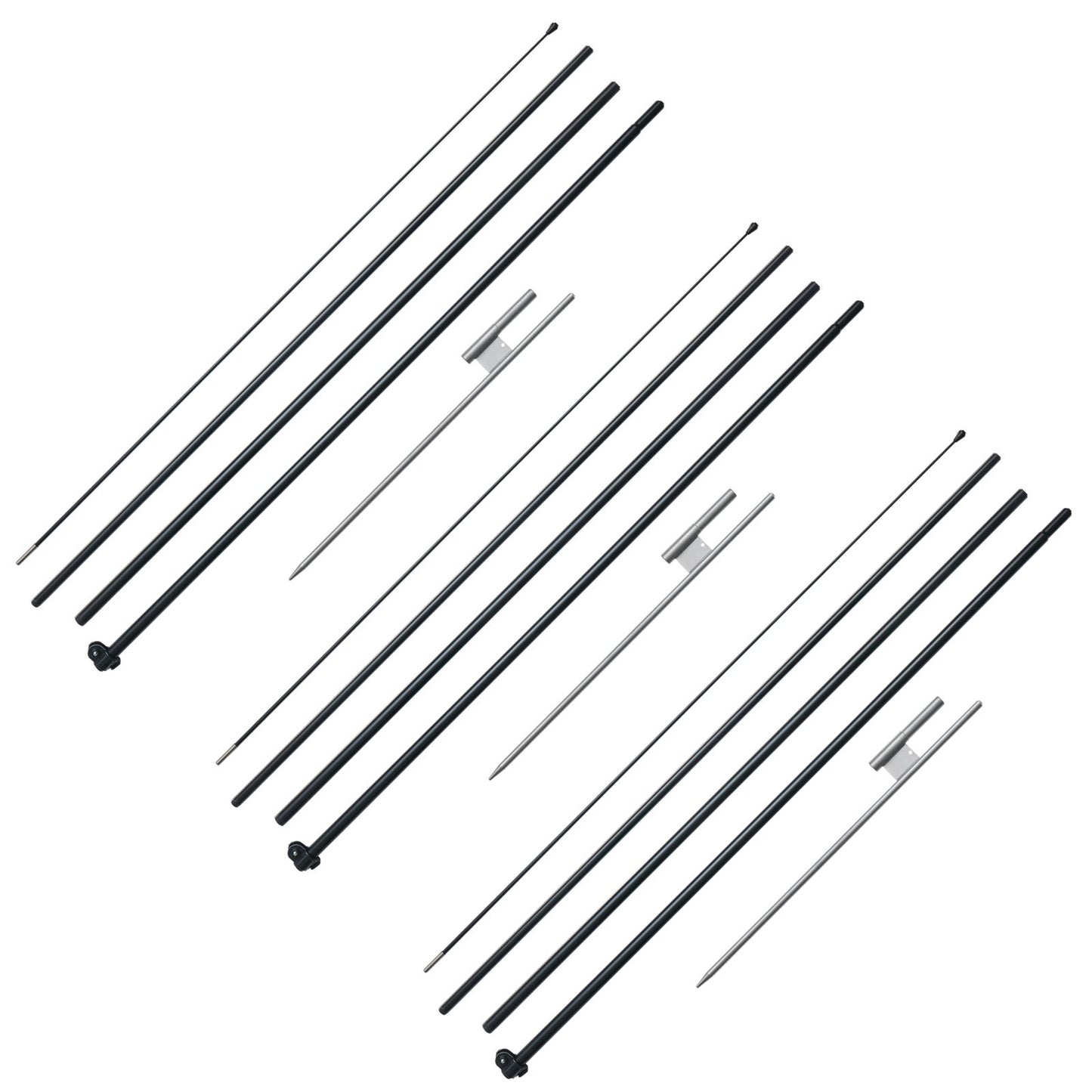 Feather Flag Pole Kit 3-pack Swooper flag pole 16.3 feet with ground stakes
