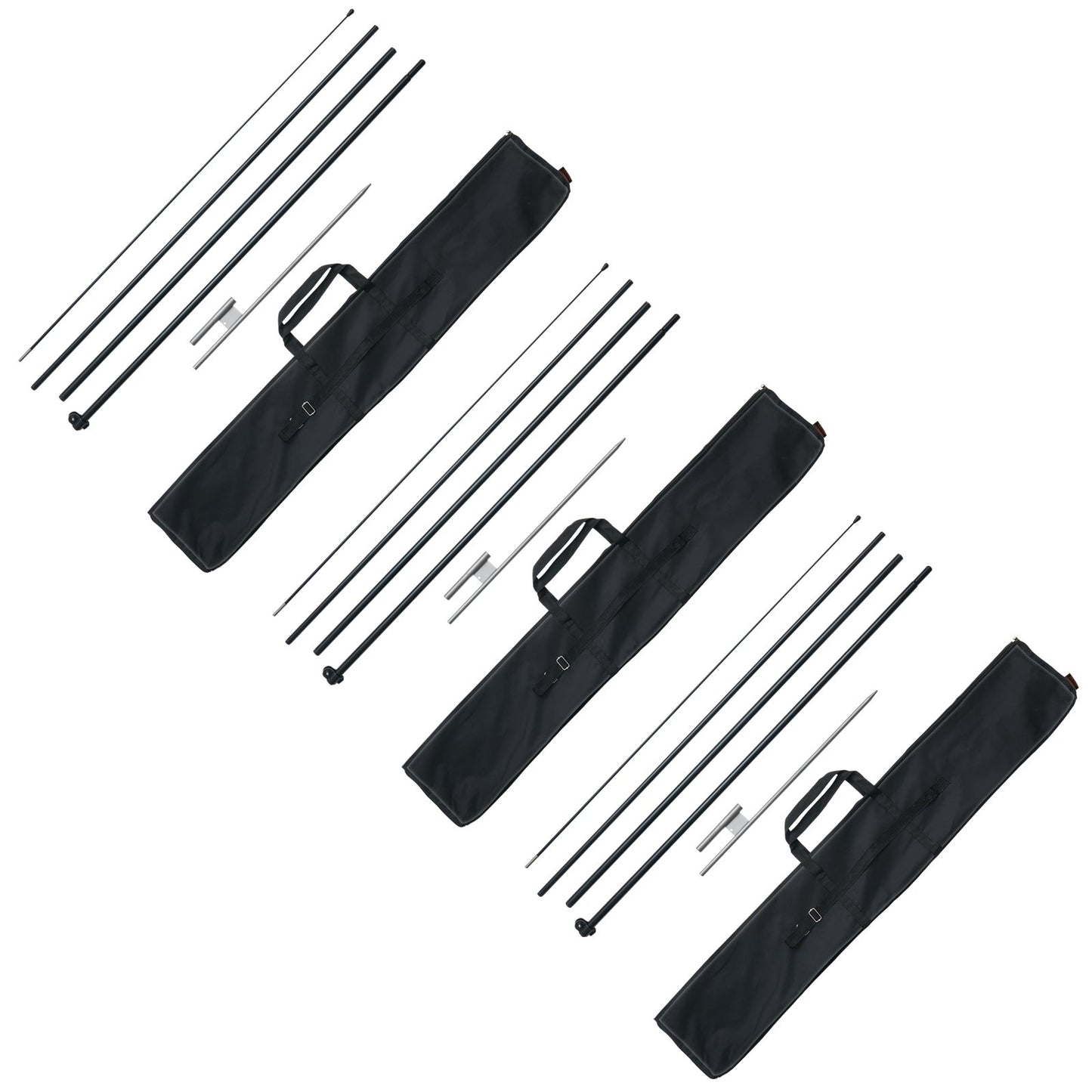 Feather Flag Pole Kit 3-pack Swooper flag pole 16.3 feet with ground stakes