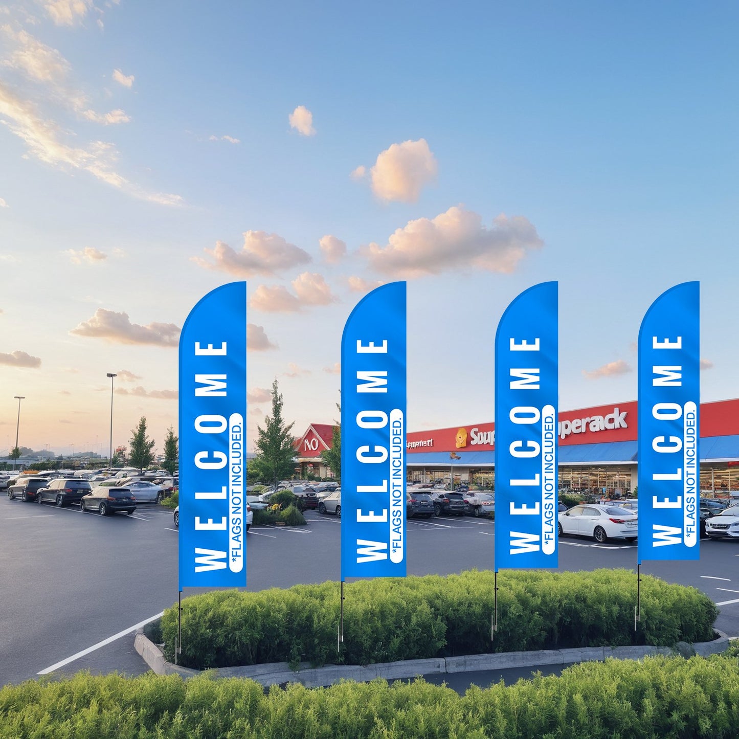 Feather Flag Pole Kit, 4 Packs Swooper Flag Pole 16.3 ft, Sign Flag Poles for Business Advertising Flags Outdoor, with Ground Stakes and A Carrying Bag (Flag Not Included)