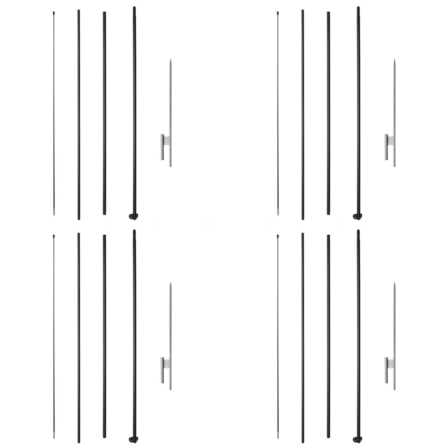 Fjäder flaggstångssats 4-pack Swooper flaggstång 16,3 fot med markinsatser