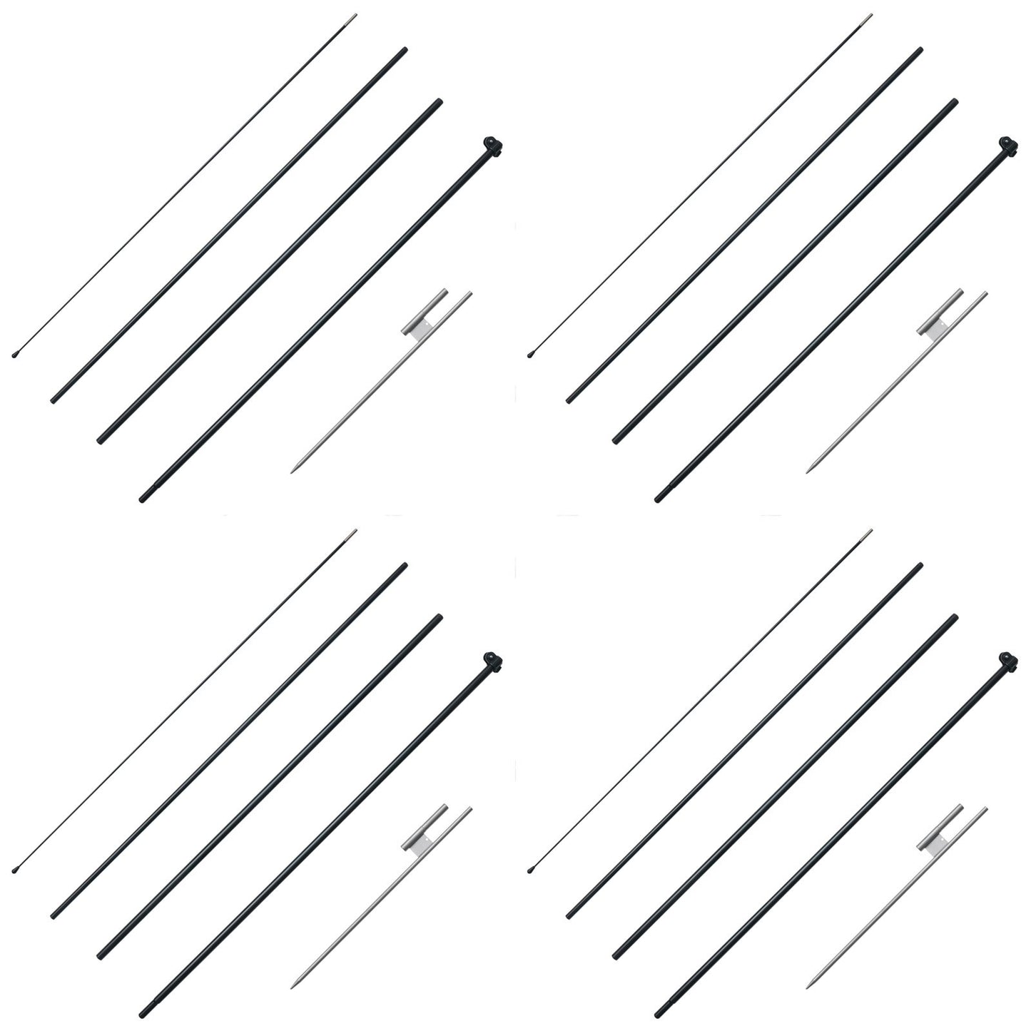 Fjäder flaggstångssats 4-pack Swooper flaggstång 16,3 fot med markinsatser