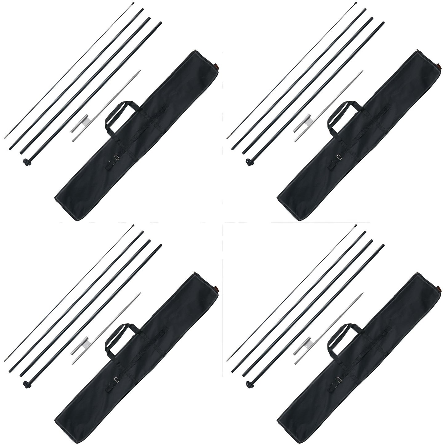 Fjäder flaggstångssats 4-pack Swooper flaggstång 16,3 fot med markinsatser