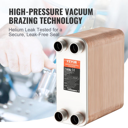 100 plattvärmeväxlare 4*1-1/4" MNPT-portar 5"x 12" lödda 316L St. Stål