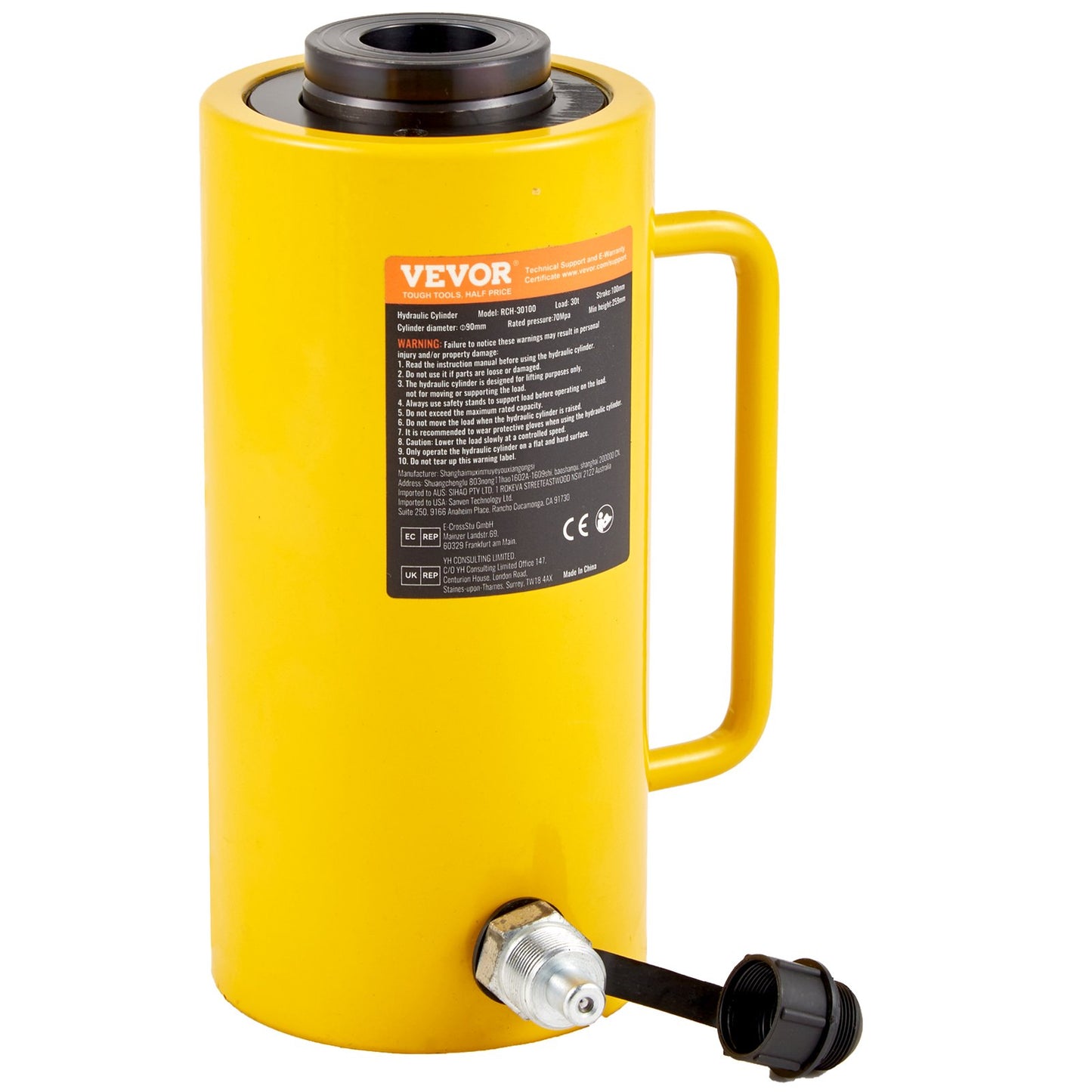 30 Tonnen 4 Zoll Hub Hohl Hydraulikzylinder Jack 66000LBS Hubzylinder Industriell langlebig Auto Biegen