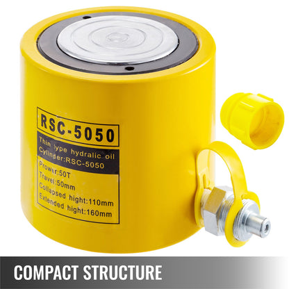 50 Ton Solid Hydraulic Cylinder Jack 2" 50mm Stroke Single Acting Pump