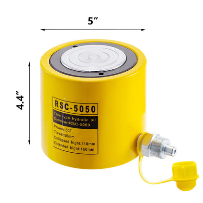 50 Ton Solid Hydraulic Cylinder Jack 2" 50mm Stroke Single Acting Pump