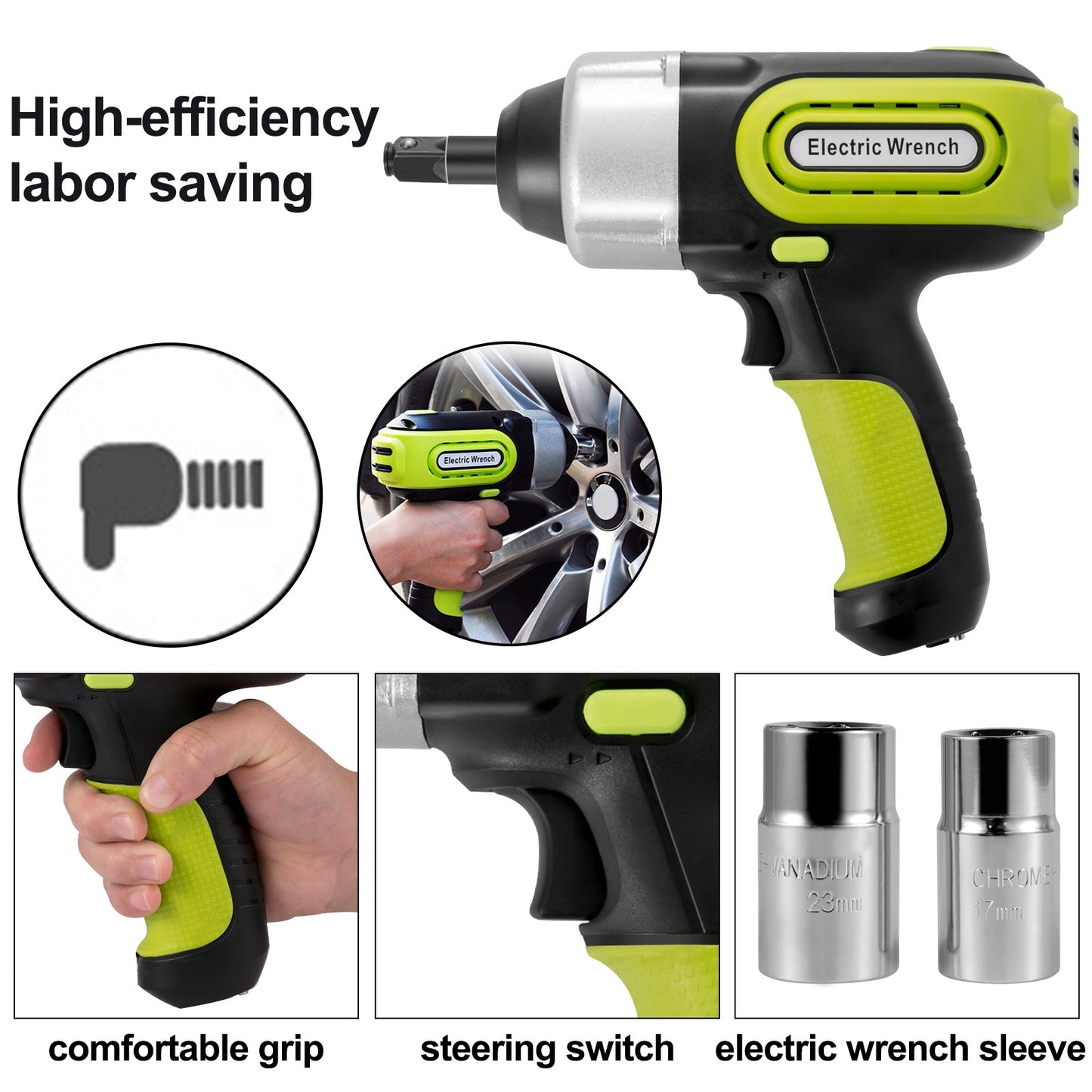 Electric Car Jack 5 Ton Car Jack Hydraulic with Electric Impact Wrench, LED Light Hydraulic Auto Repair Tool, 135-360 mm Lifting Range for SUV MPV Sedan Truck Repair