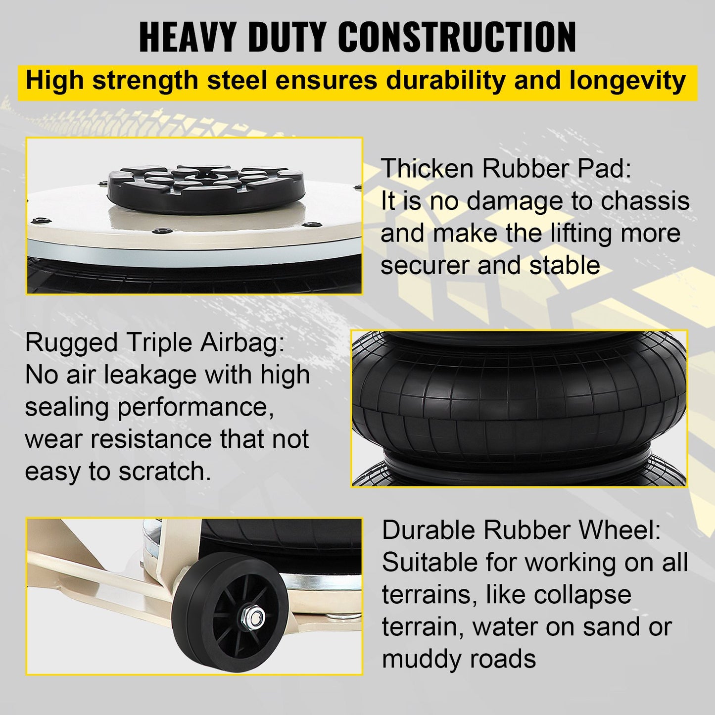 5 Ton/11023 lbs pneumatisk jack trippelväska Air Jack lyfthöjd 6,5-16 tum uppblåsbar bil jack lyftare pneumatisk luftjack 11023LBS Kapacitet Extremt snabb lyftning