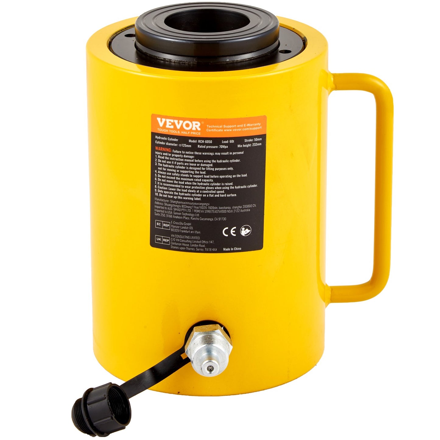 60T 2 Inch Hydraulic Cylinder Jack Hollow Single Acting Hydraulic Cylinder Cylinder 50mm Hydraulic Lifting Cylinders for Rig Manufacturers (60T 2 Inch Hollow)