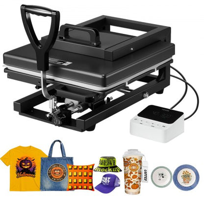 Hybrid Heat Press, 15 x 15 inch, 5-in-1 Multifunction, Heat Up Fast and Even, All-New Patented Design, Easy to Control, Sublimation Press Machine for T-shirts/Mugs/Tumblers/Caps/Plates, Black