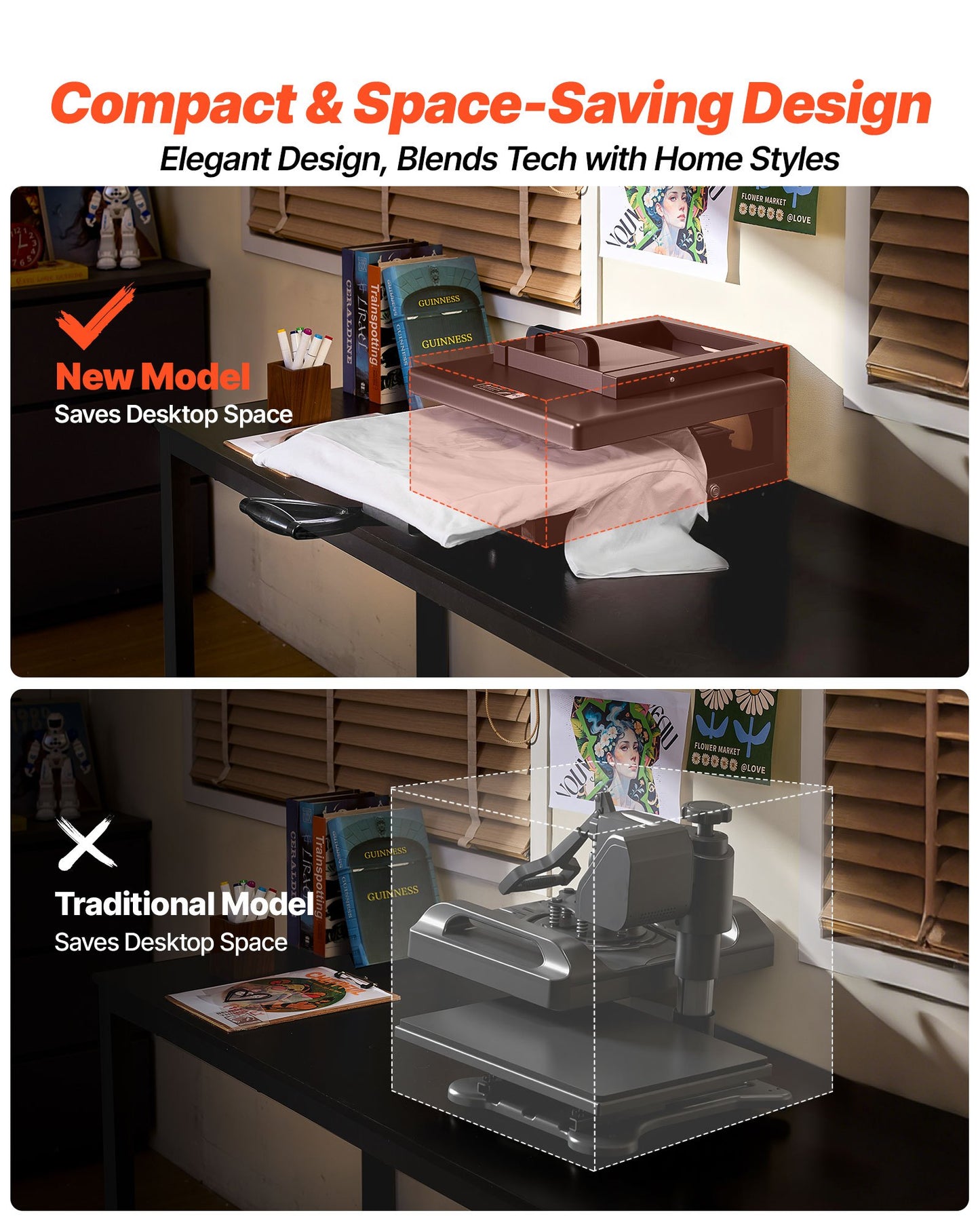 Hybrid Heat Press, 15 x 15 inch, 5-in-1 Multifunction, Heat Up Fast and Even, All-New Patented Design, Easy to Control, Sublimation Press Machine for T-shirts/Mugs/Tumblers/Caps/Plates, Black