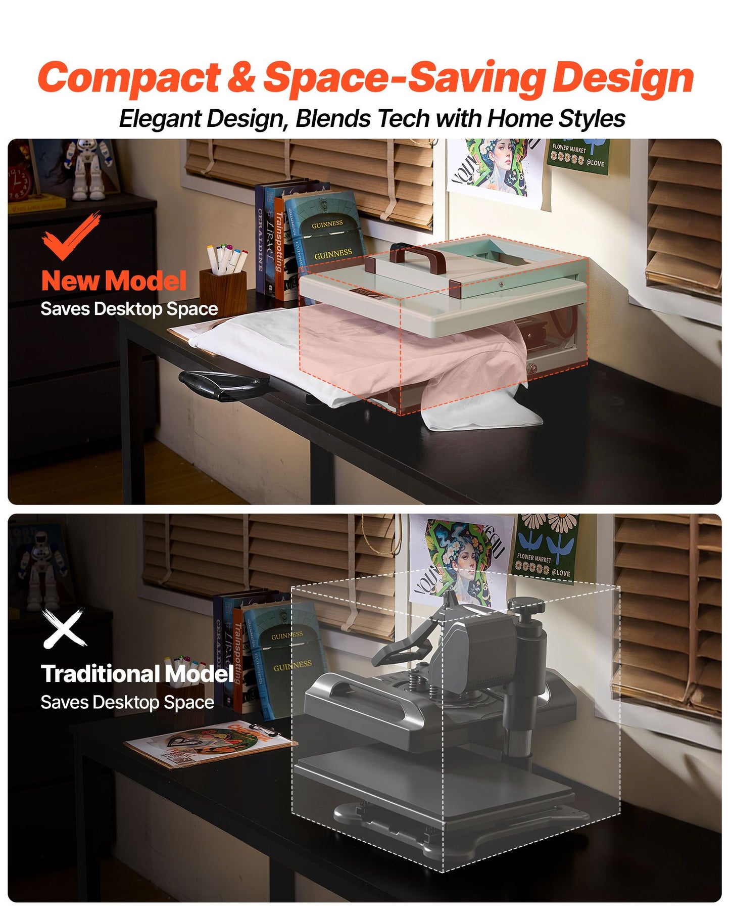 Hybrid Heat Press, 15 x 15 inch, 5-in-1 Multifunction, Heat Up Fast and Even, All-New Patented Design, Easy to Control, Sublimation Press Machine for T-shirts/Tumblers/Caps/Plates, Light Green