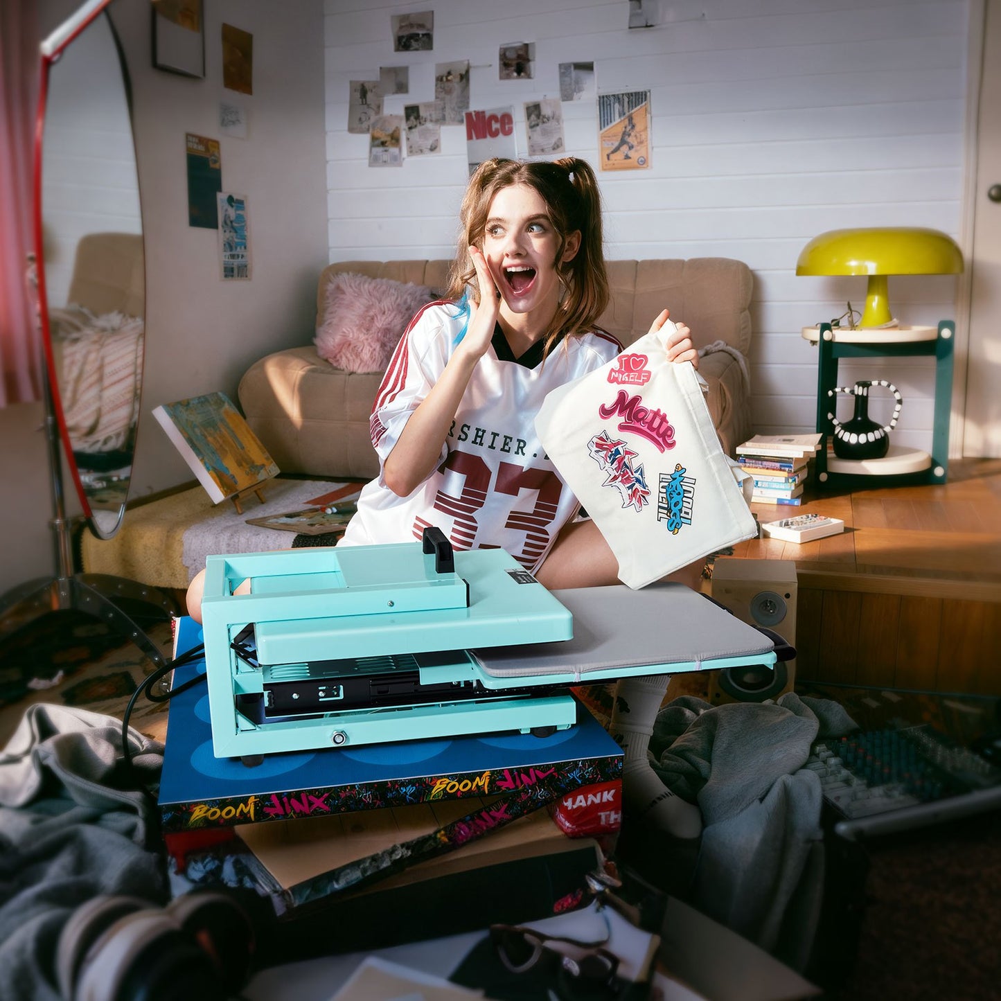 Hybrid Heat Press, 15 x 15 inch, 5-in-1 Multifunction, Heat Up Fast and Even, All-New Patented Design, Easy to Control, Sublimation Press Machine for T-shirts/Tumblers/Caps/Plates, Light Green