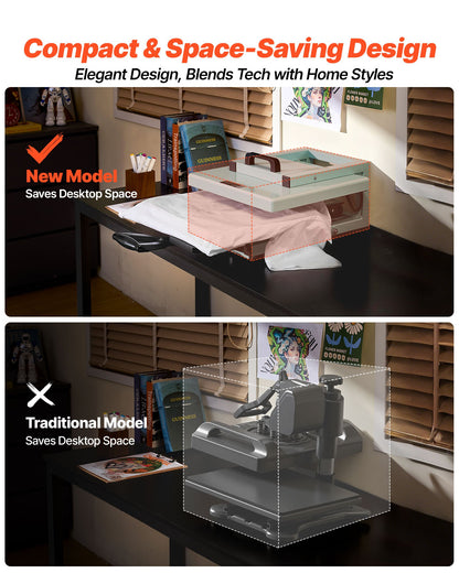 Hybrid Heat Press, 15 x 15 inch, 8-in-1 Multifunction, Heat Up Fast and Even, All-New Patented Design, Easy to Control, Sublimation Press Machine for T-shirts/Tumblers/Caps/Plates, Light Green