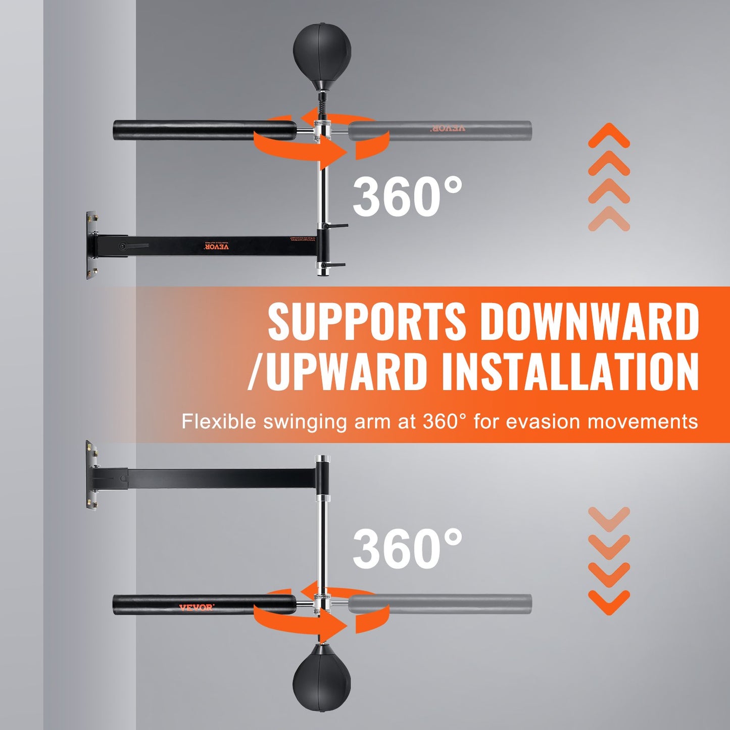 Box-Spinning-Stange zur Wandmontage, Spinning-Stange mit Punchingball, verstellbarer Box-Geschwindigkeitstrainer, Reflex-Boxstange mit Handschuhen, Box-Trainingsgerät für Kickboxen, MMA, Fitness