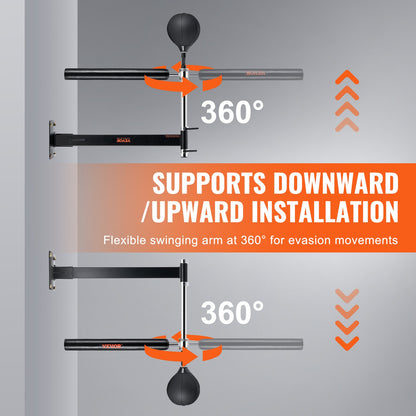 Box-Spinning-Stange zur Wandmontage, Spinning-Stange mit Punchingball, verstellbarer Box-Geschwindigkeitstrainer, Reflex-Boxstange mit Handschuhen, Box-Trainingsgerät für Kickboxen, MMA, Fitness